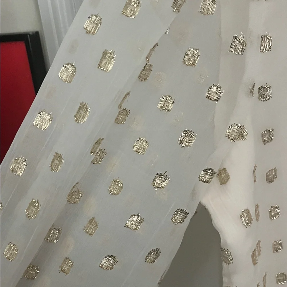 LOFT Cream Blouse with Gold Polka Dots - Picture 3 of 4
